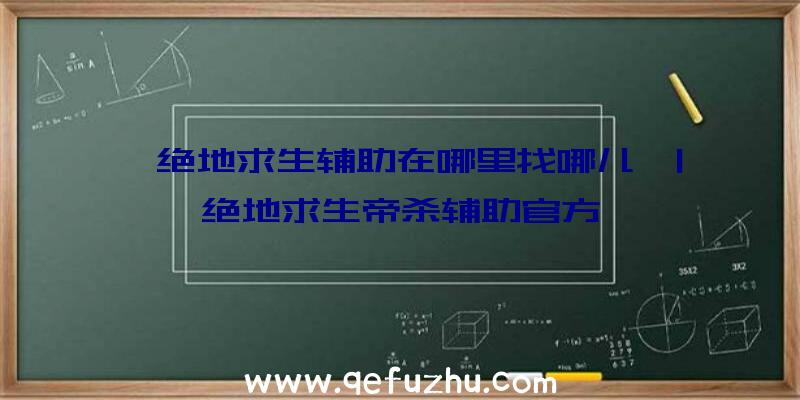 「绝地求生辅助在哪里找哪儿」|绝地求生帝杀辅助官方